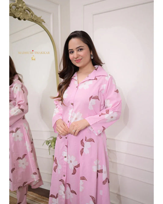 Baby Pink Floral Cotton Co-ord