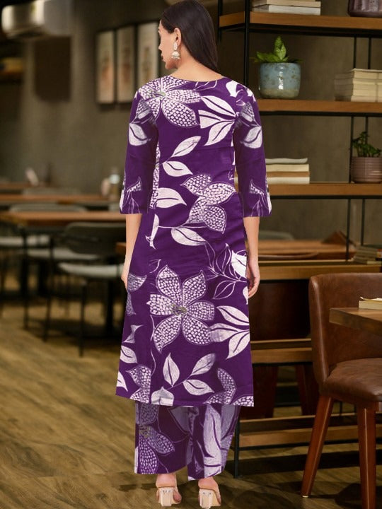 Violet Blossom Cotton Co-ord Set