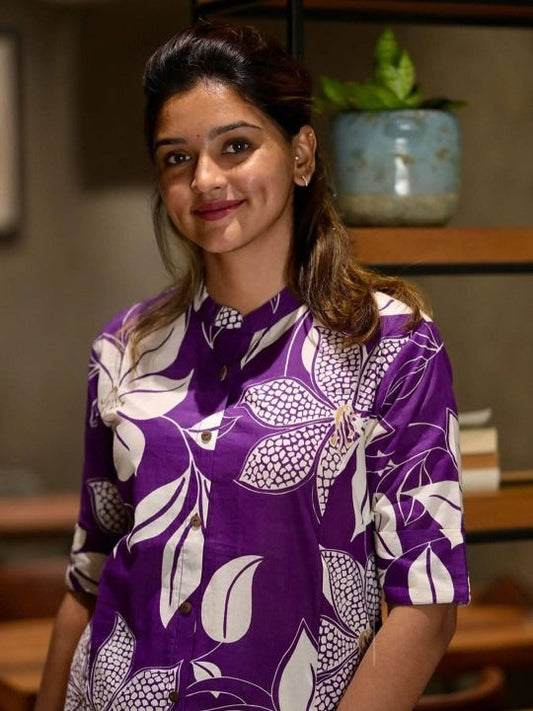 Violet Blossom Cotton Co-ord Set