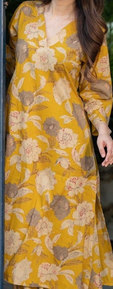 Floral Printed Pure Cotton A-Line Kurta with Palazzos