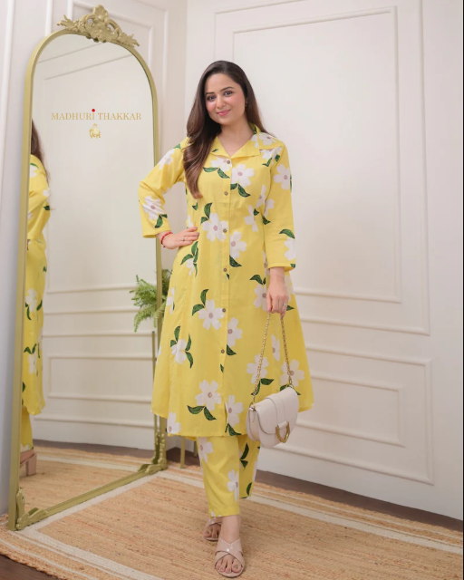 Sunshine Yellow Floral Kurta Pant Set