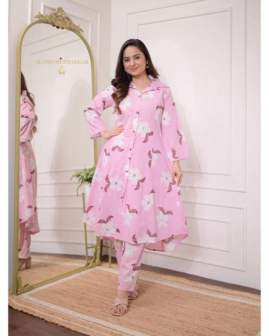Baby Pink Floral Cotton Co-ord
