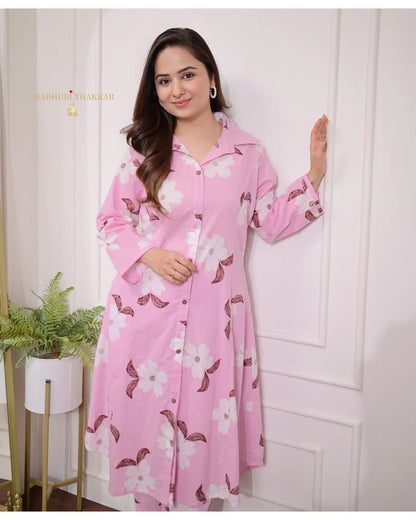 Baby Pink Floral Cotton Co-ord