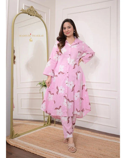Baby Pink Floral Cotton Co-ord