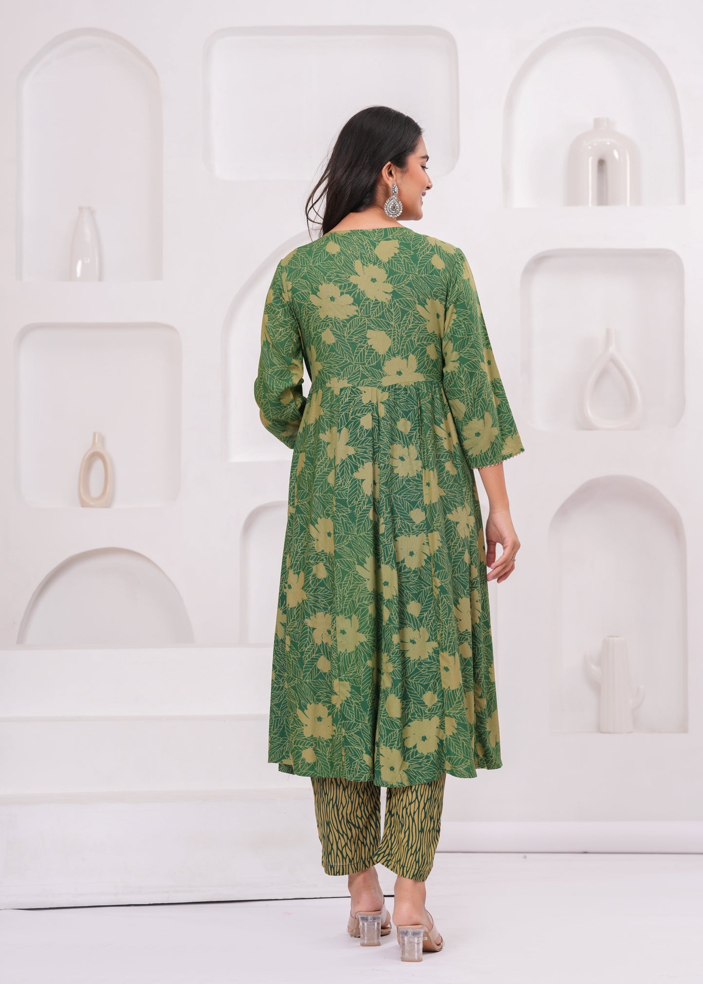 Green Cotton Kurta Pant and Dupatta Set