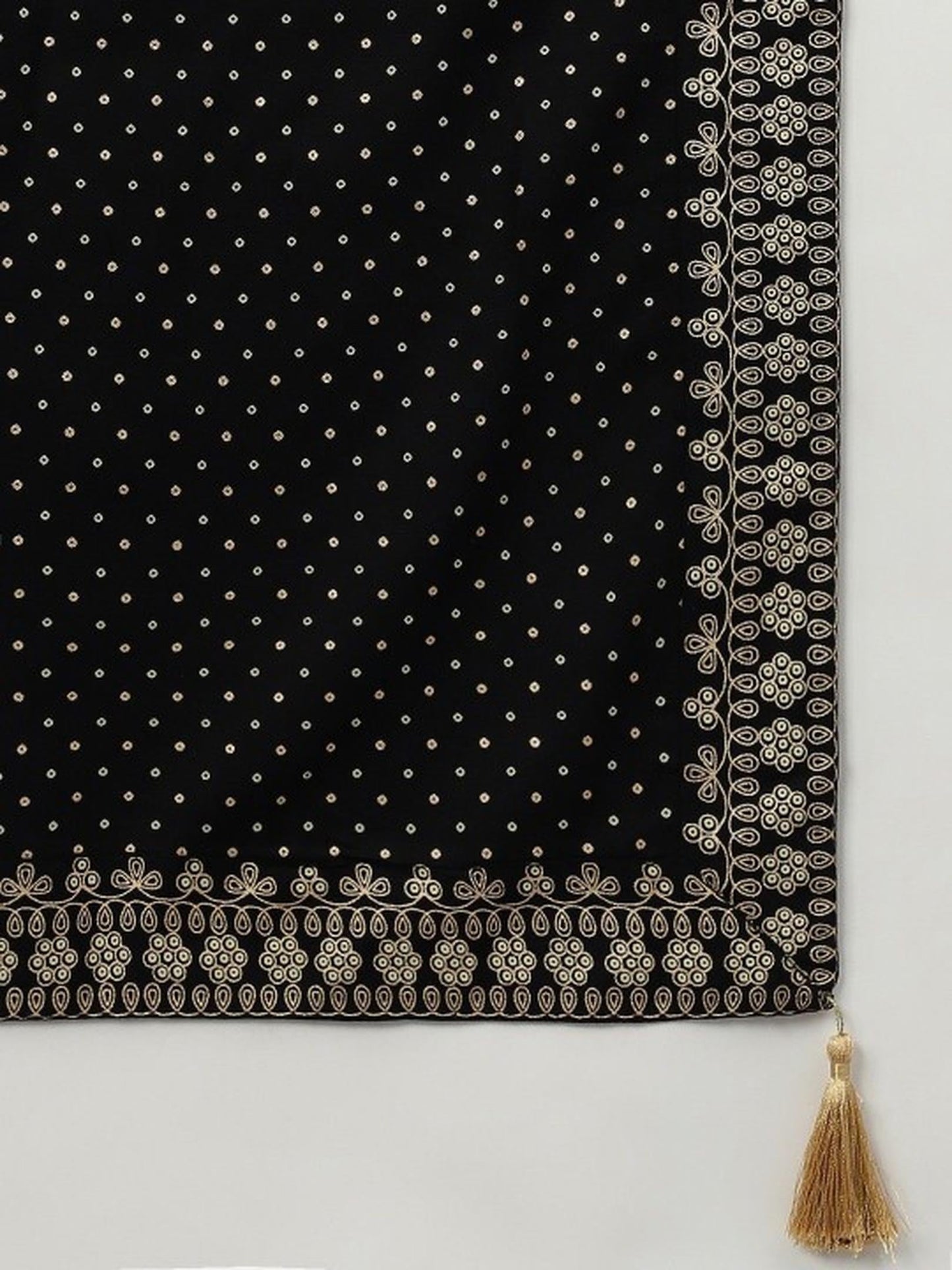 Black Cotton Kurta Pant and Dupatta Set