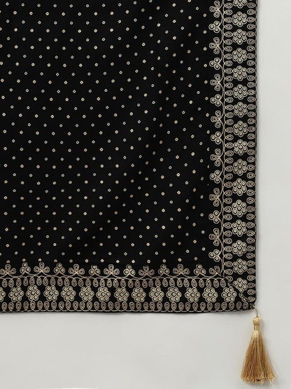 Black Cotton Kurta Pant and Dupatta Set
