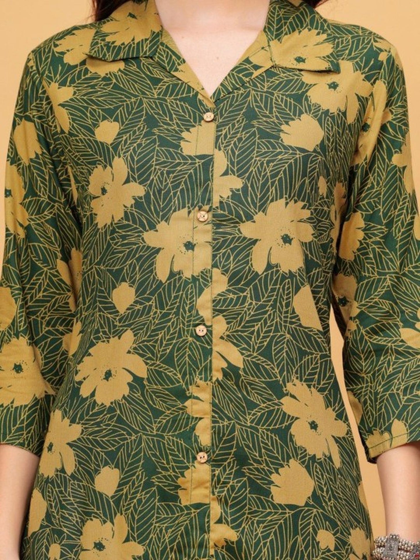 Green Floral Kurta Pant Set