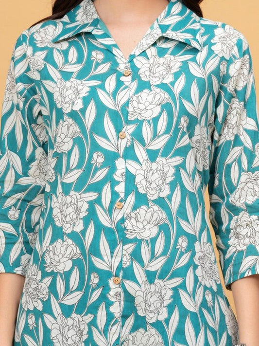 Green Floral Kurta Pant Set