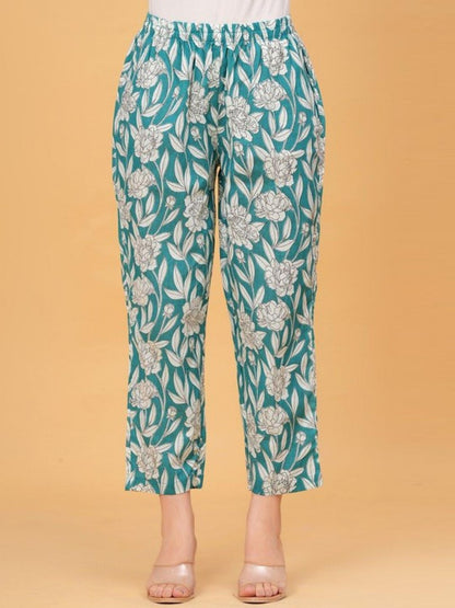 Green Floral Kurta Pant Set