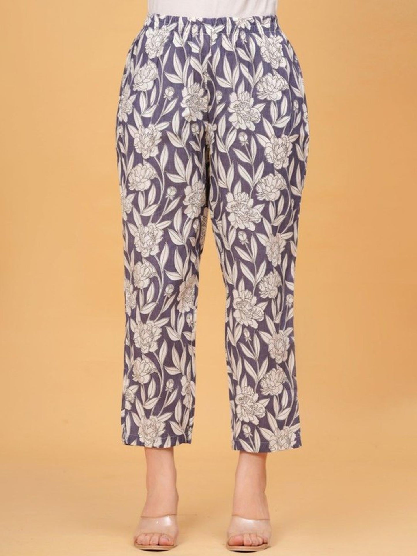 Purple Floral Kurta Pant Set