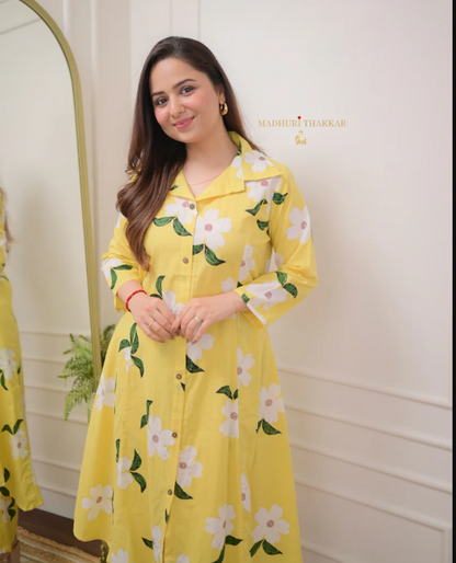 Sunshine Yellow Floral Kurta Pant Set