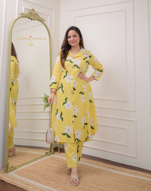 Sunshine Yellow Floral Kurta Pant Set