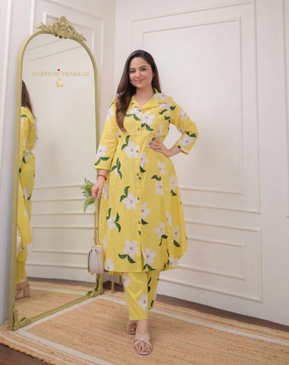 Sunshine Yellow Floral Kurta Pant Set