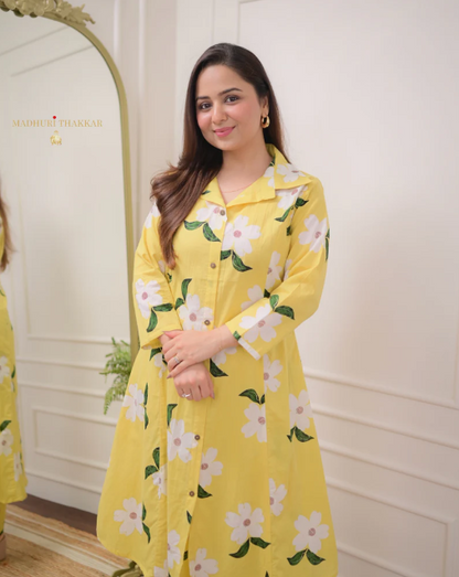 Sunshine Yellow Floral Kurta Pant Set