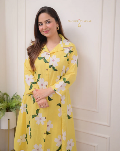 Sunshine Yellow Floral Kurta Pant Set